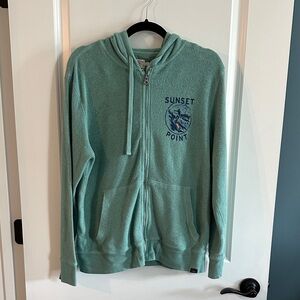 Faherty Teal Zip-Up Hoodie